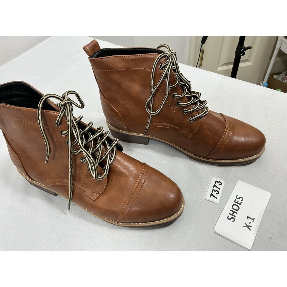 Mens New Lace Up Chukka Boots Size 10 Brown Flat Heel Almond Toe